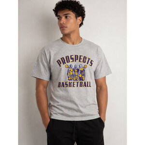 Gildan Prospects Basketball Sportswear Graphic Tee Mens M Gray